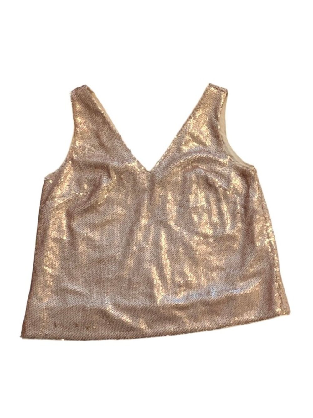 ASOS Womens Gold Sequin V-Neck Sleeveless Crop Top Size US 6